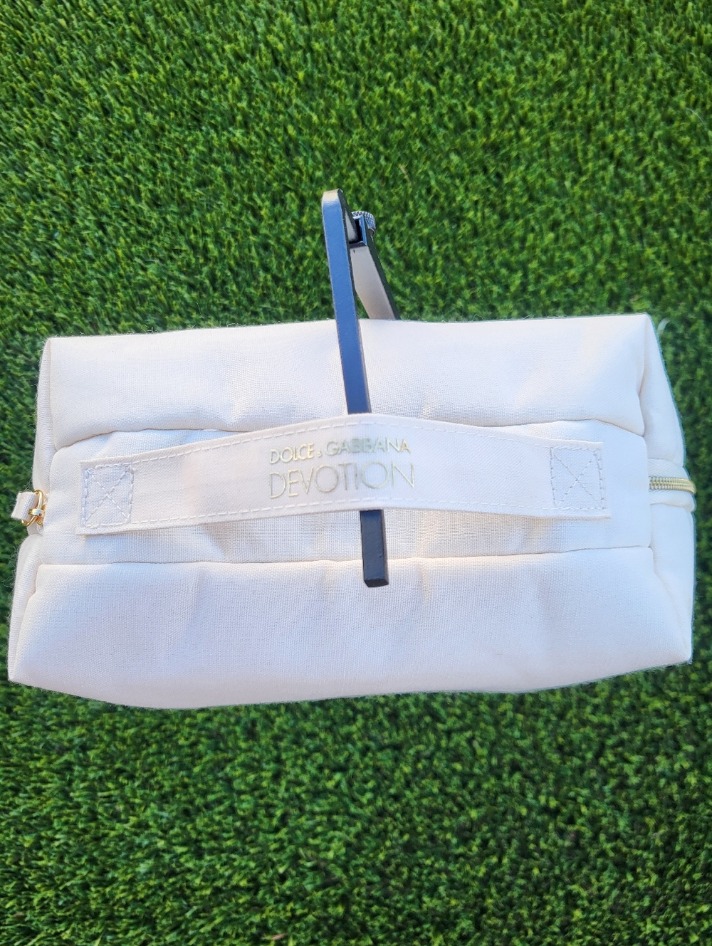 Dolce & Gabbana Devotion Cream Cosmetic Pouch with Gold Logo